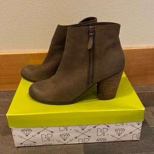 B.P. Chocolate stacked heel hottie with side zipper